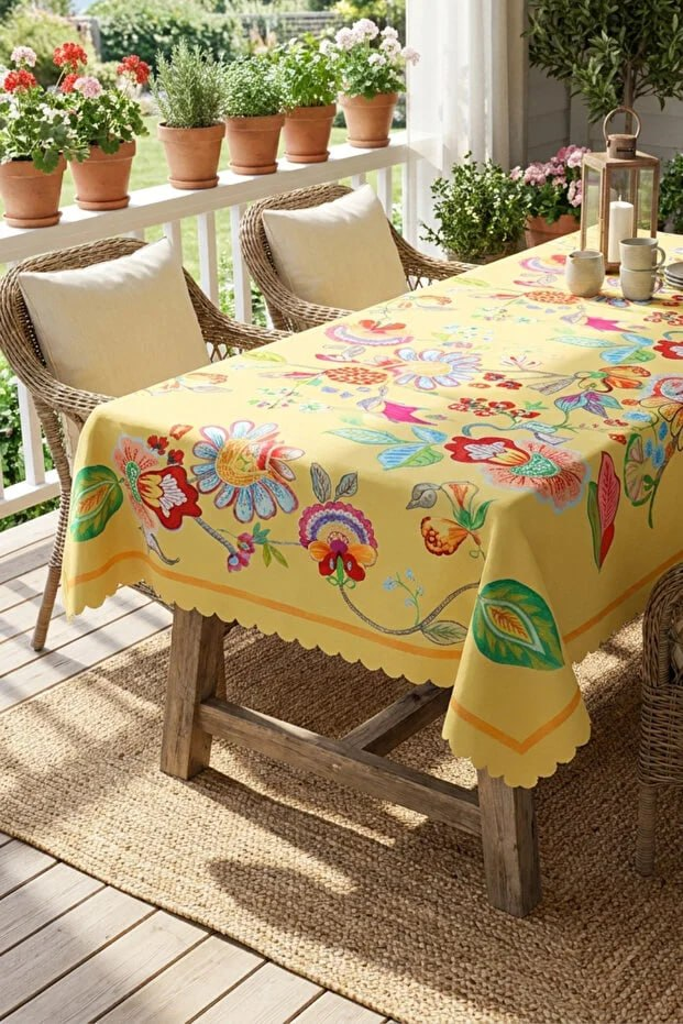 Decomia Home Modern Colorful Striped Tablecloth Stain-Resistant Stylish Design for Garden Balcony